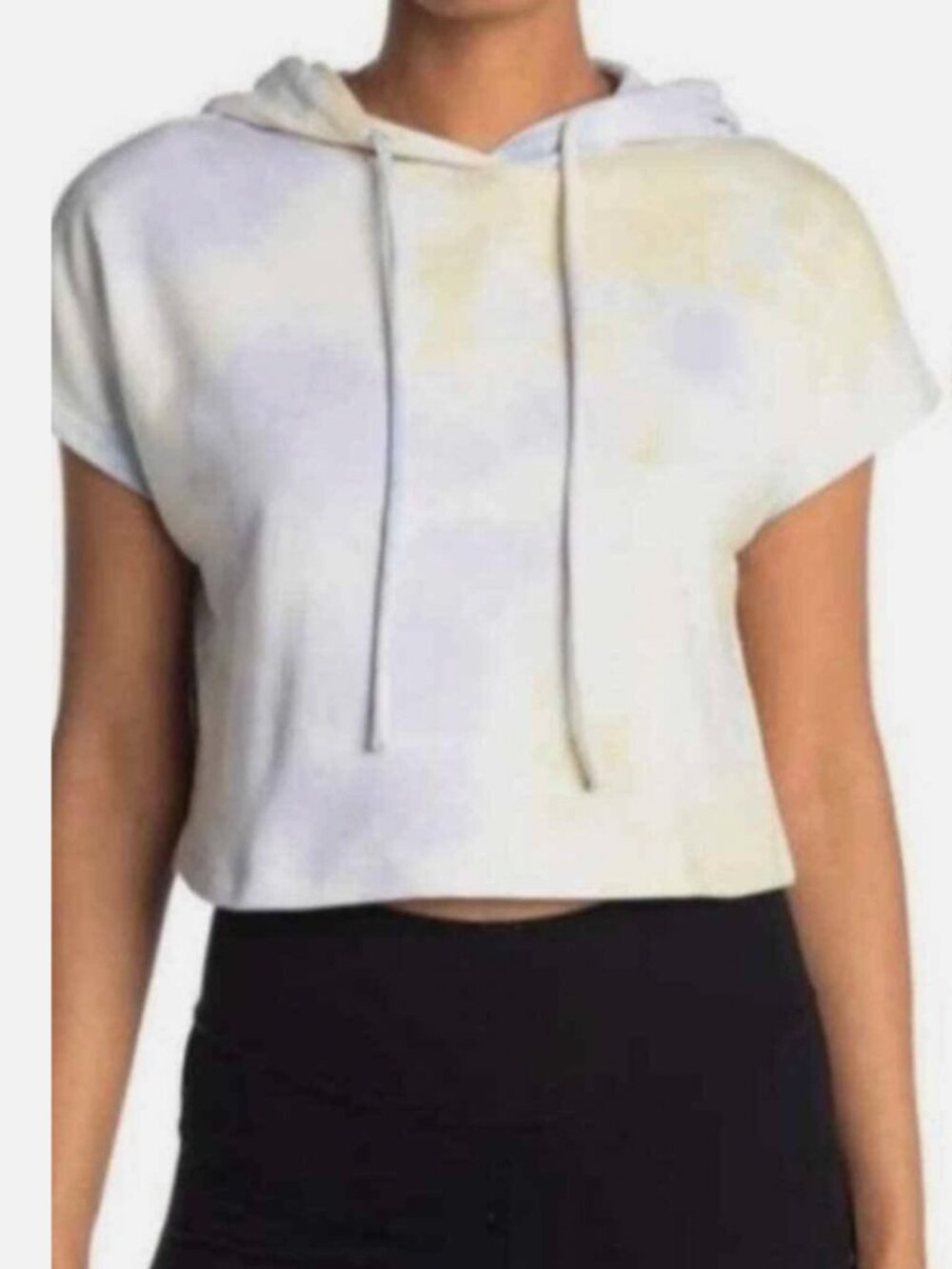 NEW Elodie Pastel Tie-Dye Hoodie Blue Cream Cropped Short Sleeve